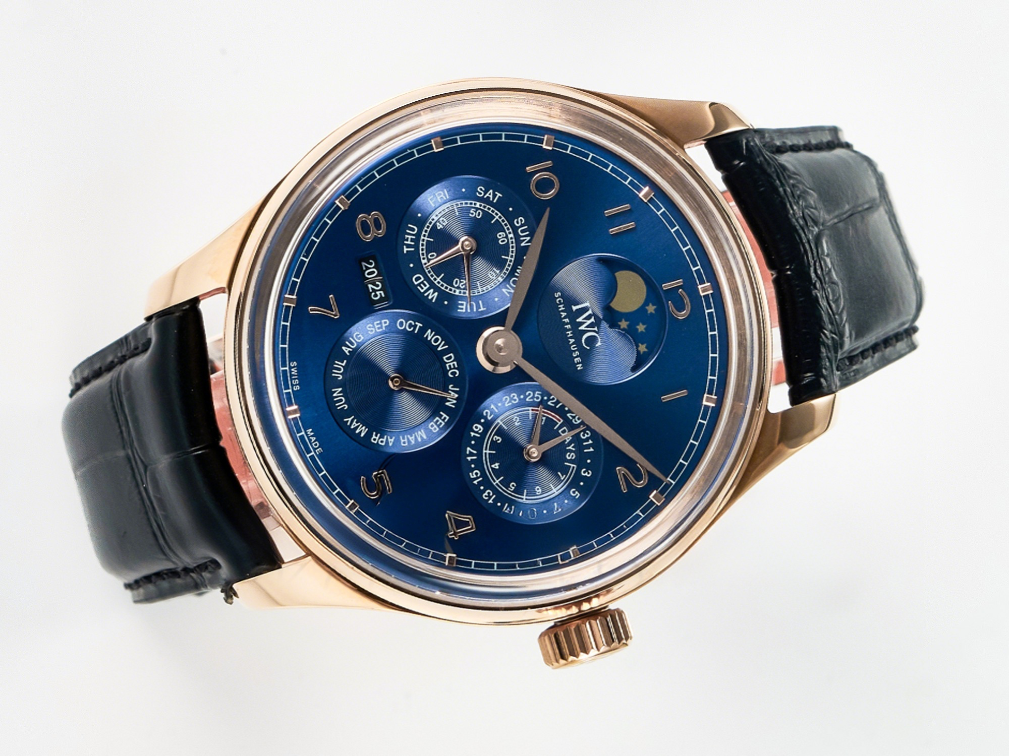 IWC IW5033 Portugieser Perpetual Calendar RG V9F 1:1 Best Edition White Dial on Black Leather Strap A52610-fasswatch