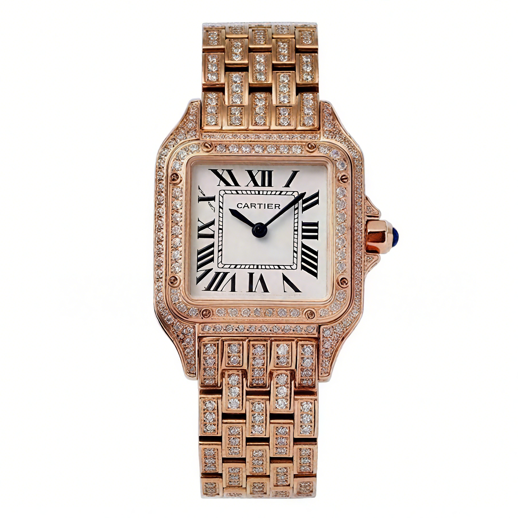 Cartier Panthère De Cartier 28mm White Dial in Pink Gold with Diamonds-fasswatch
