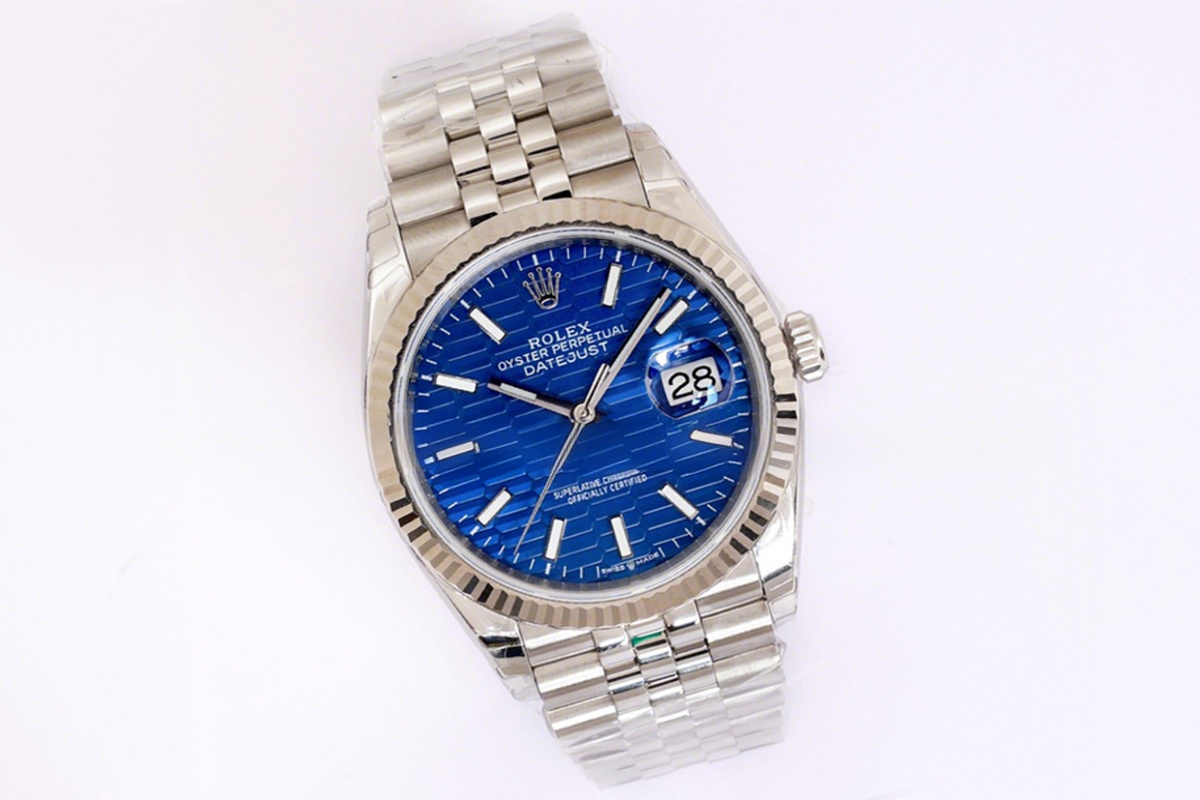 Rolex Datejust 36 126234 Blue Motif Dial in Steel in Jubilee Bracelet-fasswatch