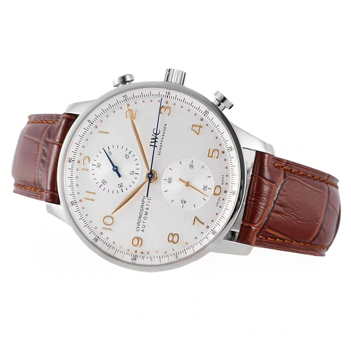 IWC Portugieser Chronograph IW371611 White Dial in Steel-fasswatch