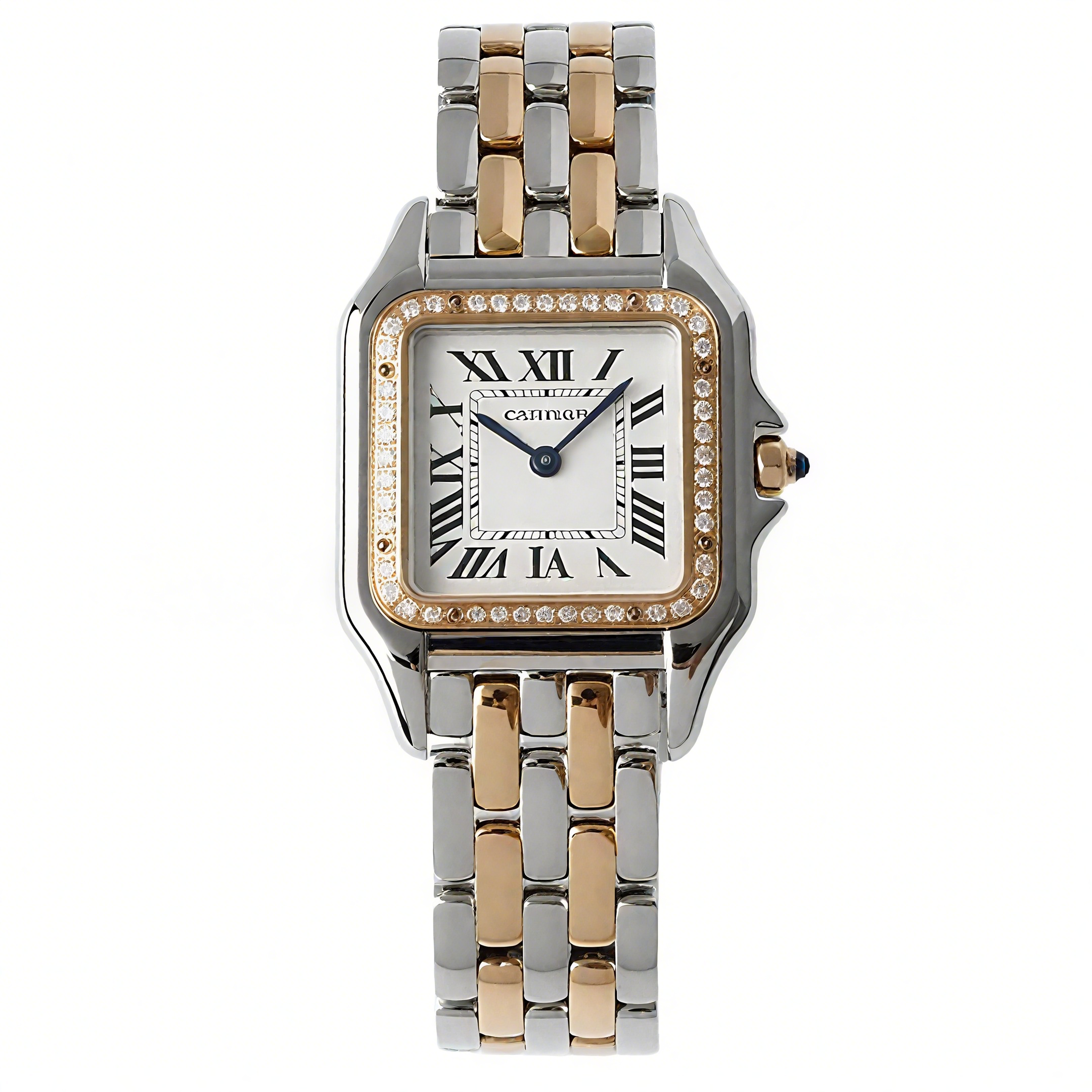 Cartier Panthère De Cartier 27mm White Dial in Steel/Rose Gold with Diamond Bezel-fasswatch