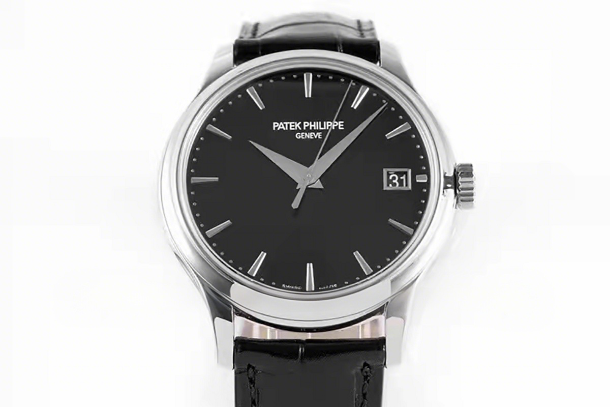 Patek Philippe Calatrava 5227G-10 Black Dial in White Gold on Black Leather Strap-fasswatch