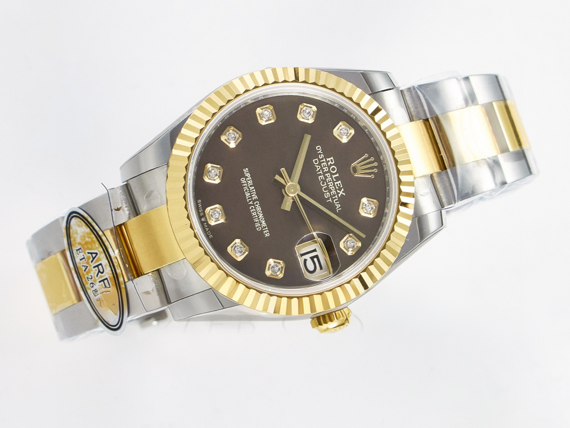 Rolex DateJust 31 278273 ARF 1:1 Best Edition 904L Steel Brown Diamonds Dial on SS/YG Oyster Bracelet ETA 2688-fasswatch