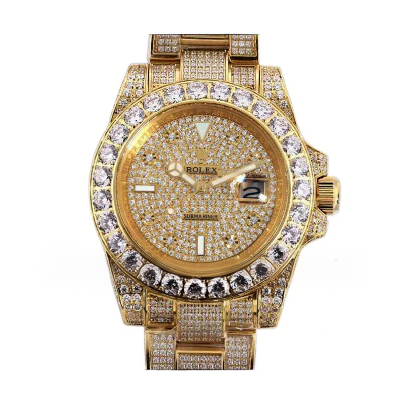 Rolex Submariner 116659 Full Diamond Paved Dial with Diamond Markers in Yellow Gold-fasswatch