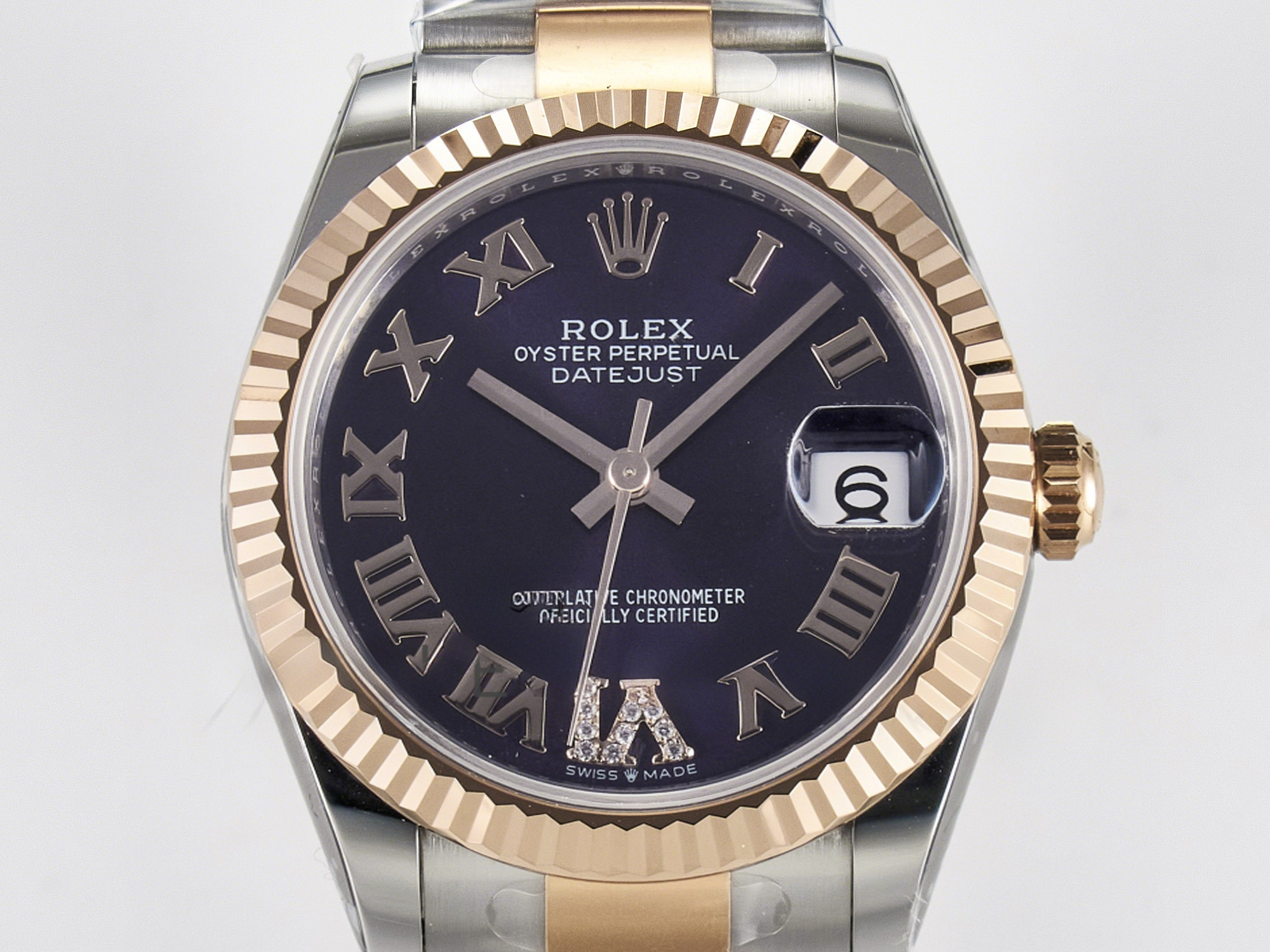 Rolex DateJust 31 278271 ARF 1:1 Best Edition 904L Steel Purple Roman Diamonds Dial on SS/RG Oyster Bracelet ETA 2688-fasswatch