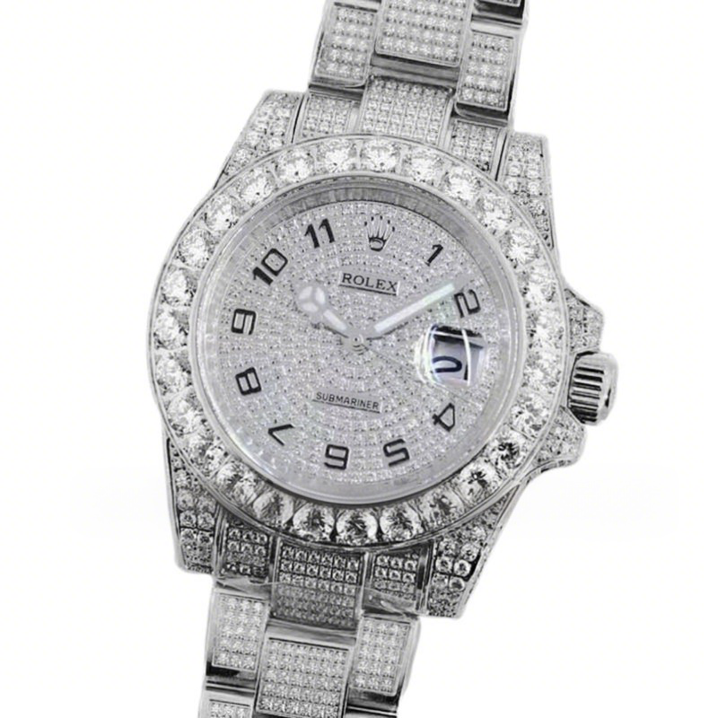 Rolex Submariner 116659 Full Diamond Paved Dial with Numeral Markers in Steel-fasswatch