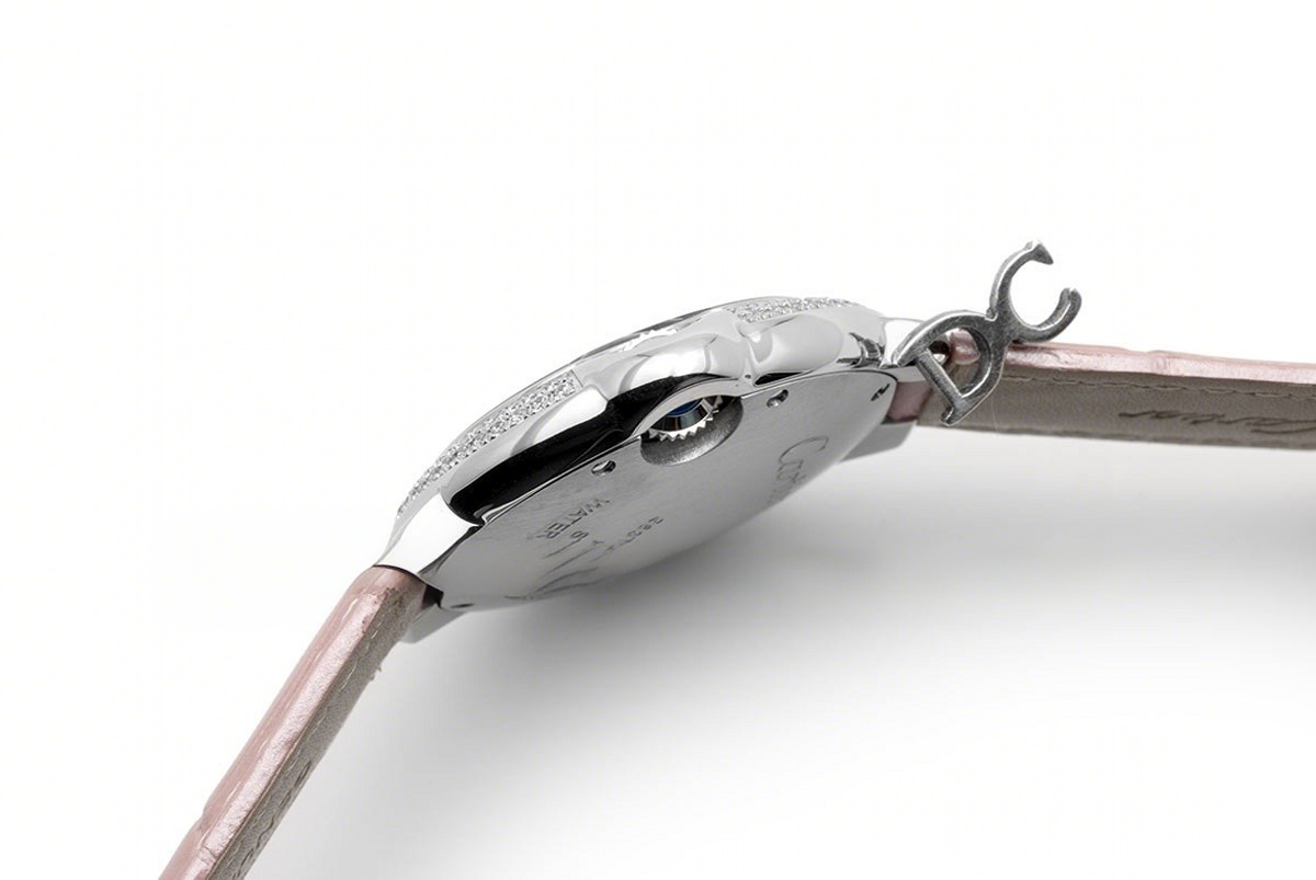 Cartier Ballon Bleu De Cartier 36mm Silver Dial in Steel on Pink Leather Strap-fasswatch