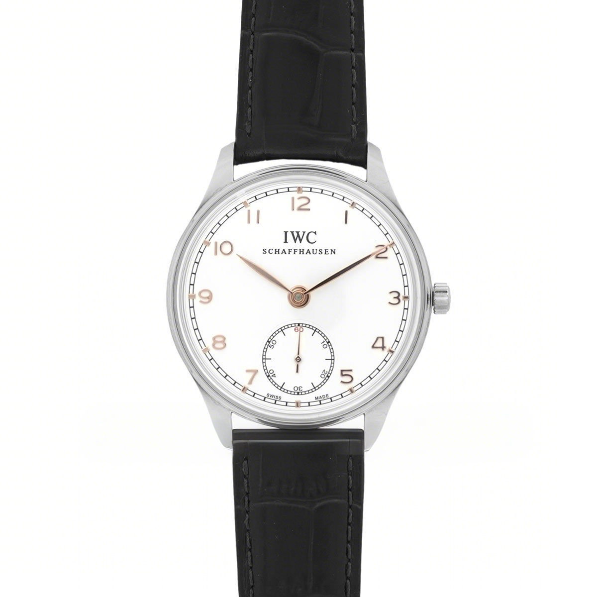IWC Portuguese Hand Wound Eight Days IW545408 White RG Dial in Steel-fasswatch