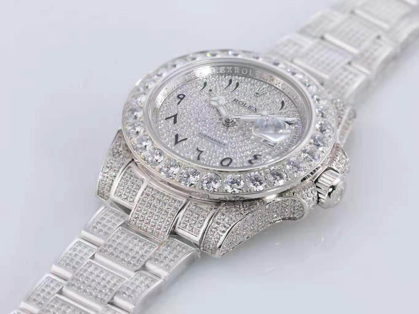 Rolex Submariner 116659 Full Diamond Paved Dial with Arabic Markers in Steel-fasswatch