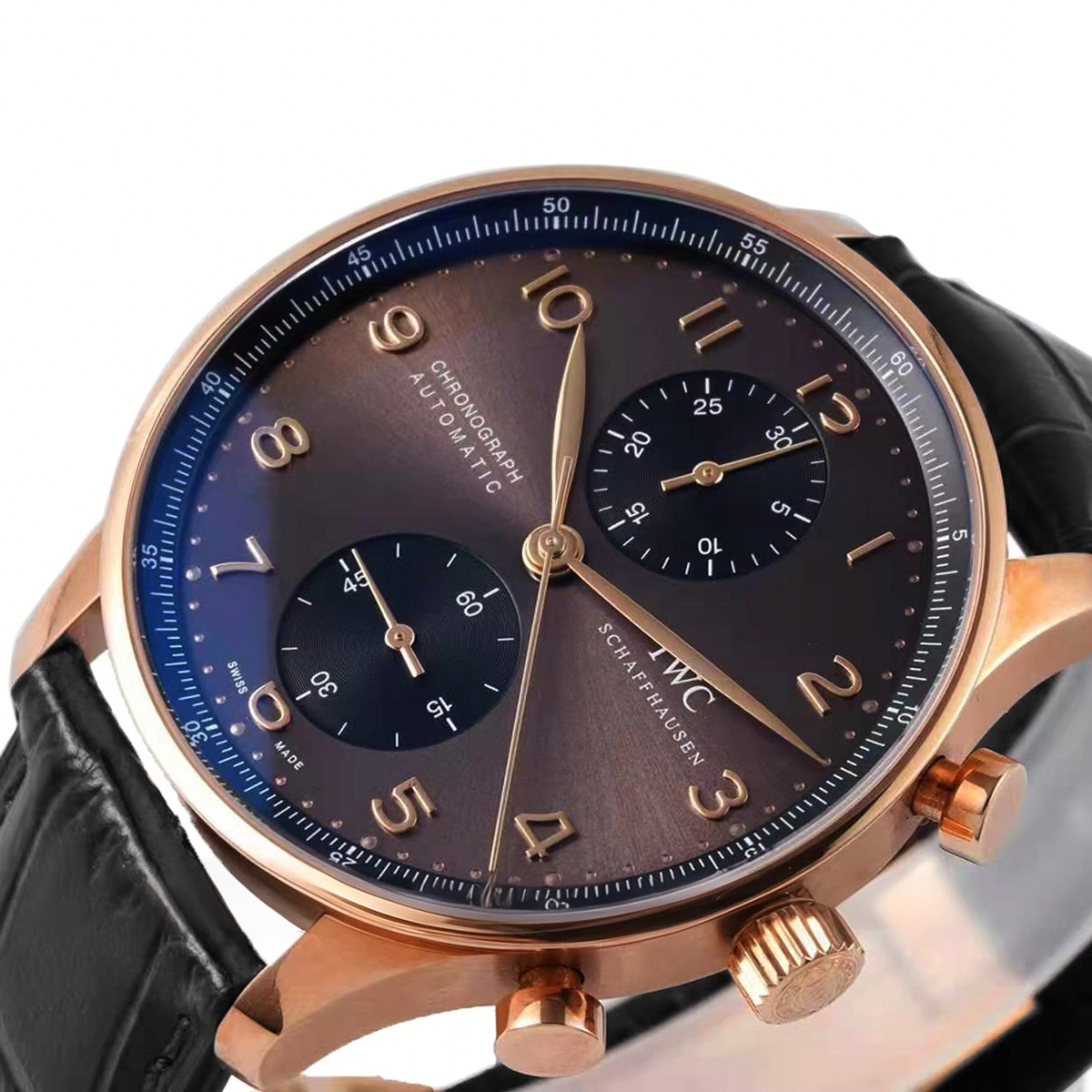 IWC Portugieser Chronograph IW371610 Black Dial in Rose Gold-fasswatch