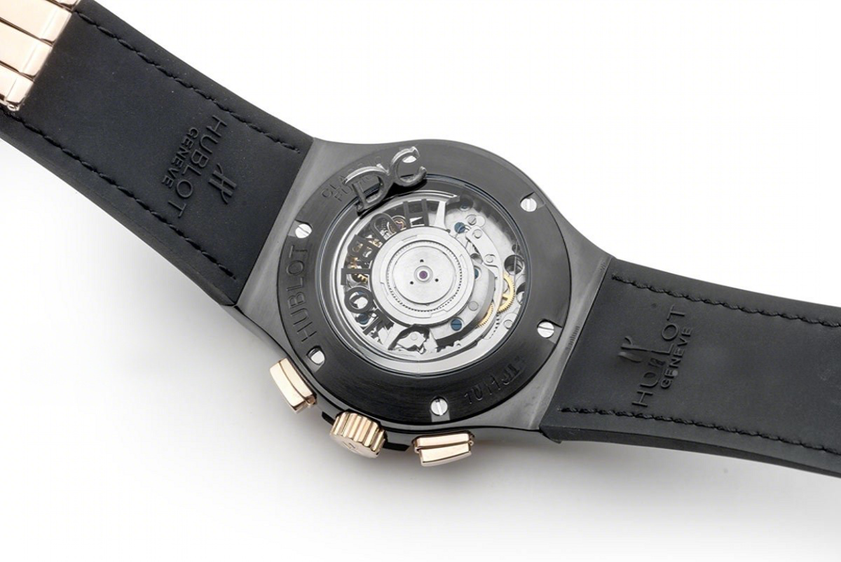 Hublot Classic Fusion Chronograph Black Dial with Rose Gold Bezel in PVD-fasswatch