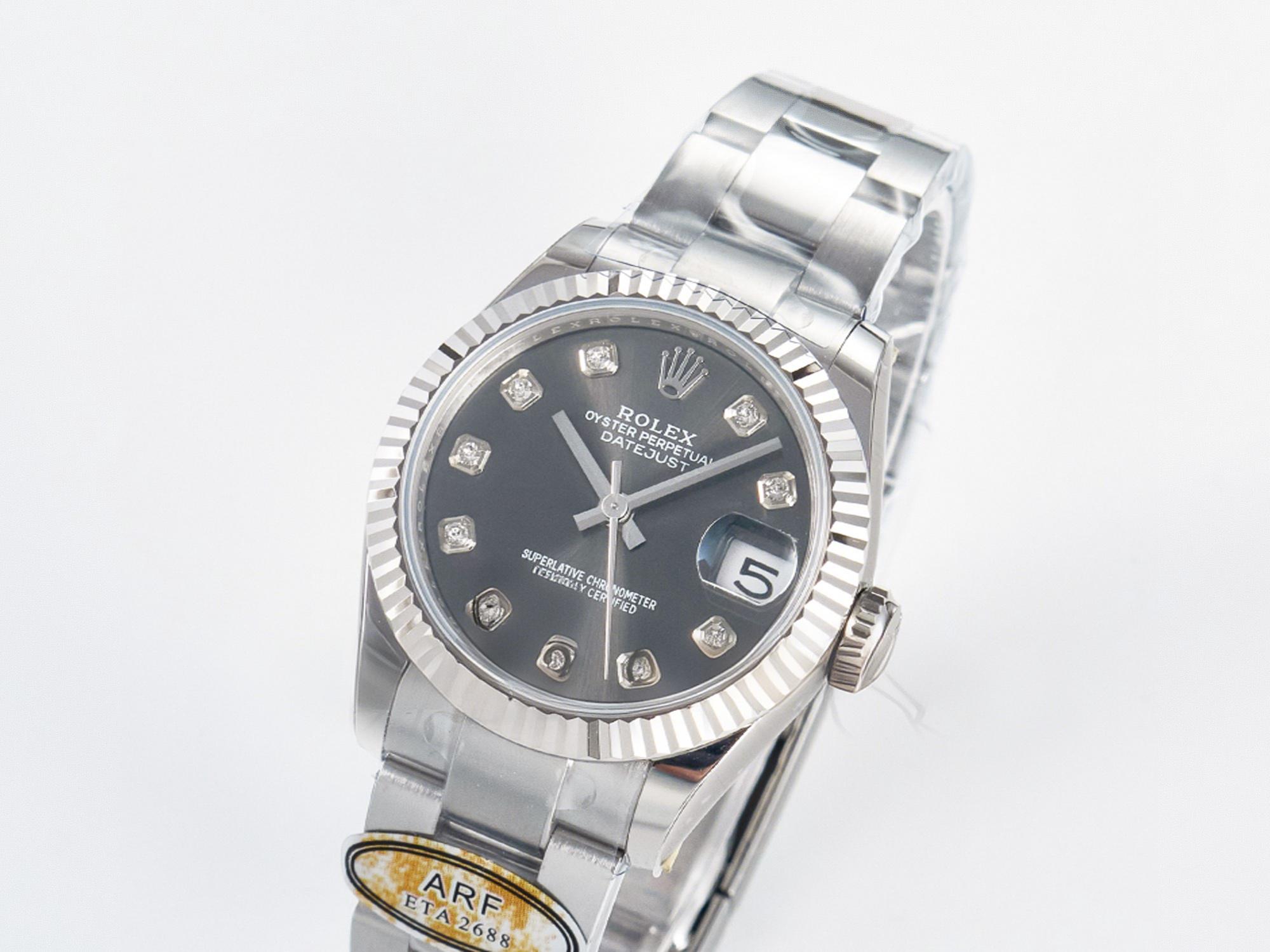Rolex DateJust 31 278274 ARF 1:1 Best Edition 904L Steel Gray Diamonds Dial on SS Oyster Bracelet ETA 2688-fasswatch