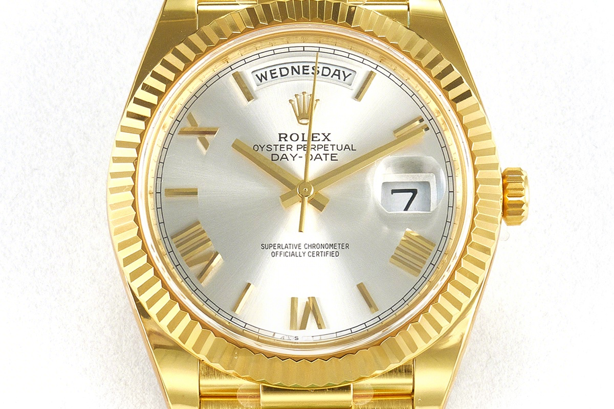 Rolex Daydate 40 228238 Silver Dial with Roman Marker in Yellow Gold (Gain Weight)-fasswatch