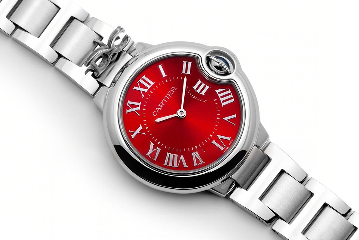 Cartier Ballon Bleu de Cartier 33mm Quartz Red Dial on Steel-fasswatch
