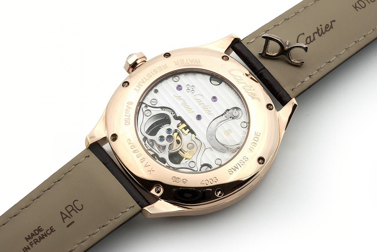 Cartier Drive de Cartier Tourbillon Grey Dial with Diamond Bezel in Rose Gold on Black Leather Strap-fasswatch