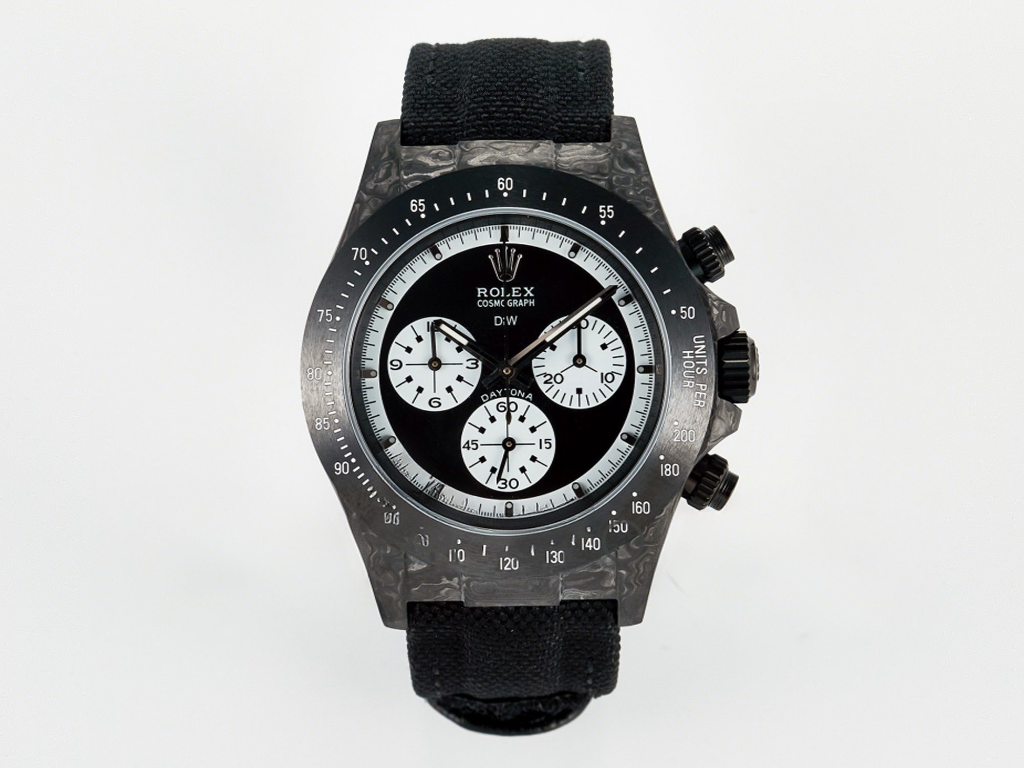 Rolex Daytona DIW Black Carbon DIWF 1:1 Best Edition Black/White Dial on Black Nylon Strap SH4130-fasswatch