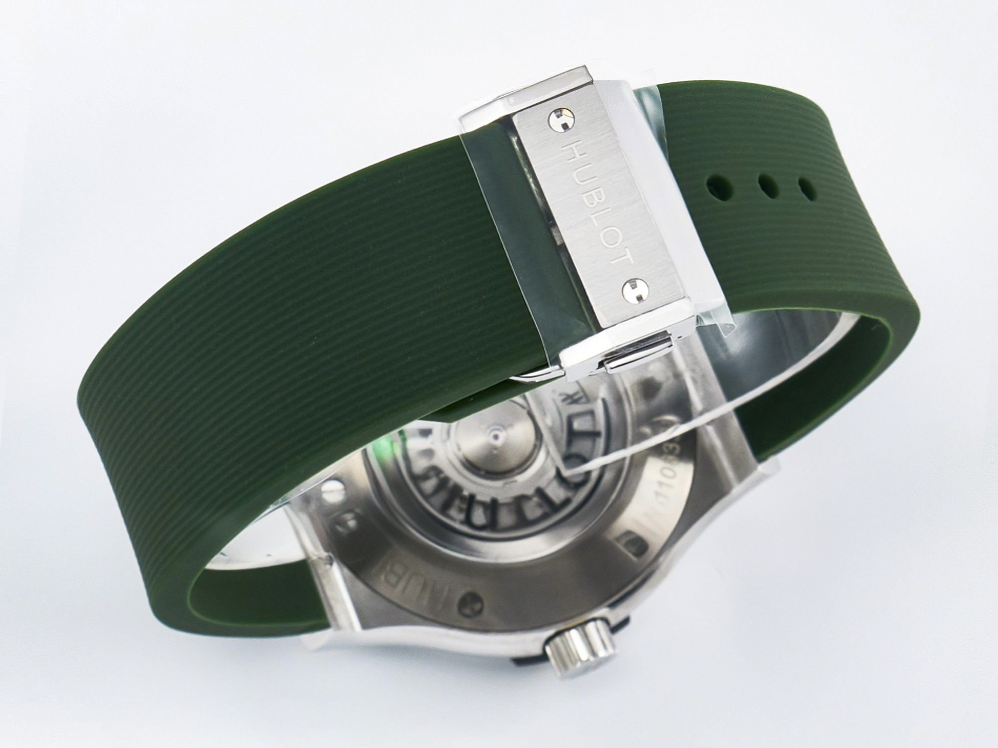 Hublot Classic Fusion Bang 42mm HBF 1:1 Best Edition Green Dial Diamonds Bezel on Green Rubber Strap A2892-fasswatch