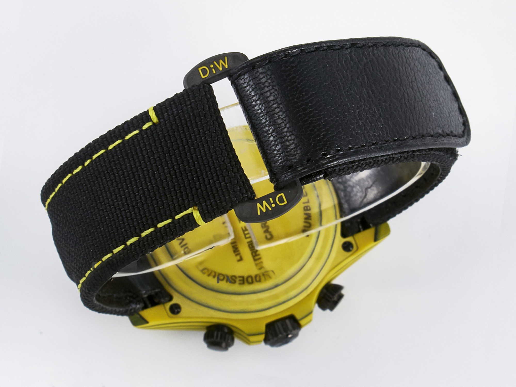 Rolex Daytona DIW Yellow Carbon Case DIWF Edition Black/White Dial on Black Nylon Strap A7750-fasswatch