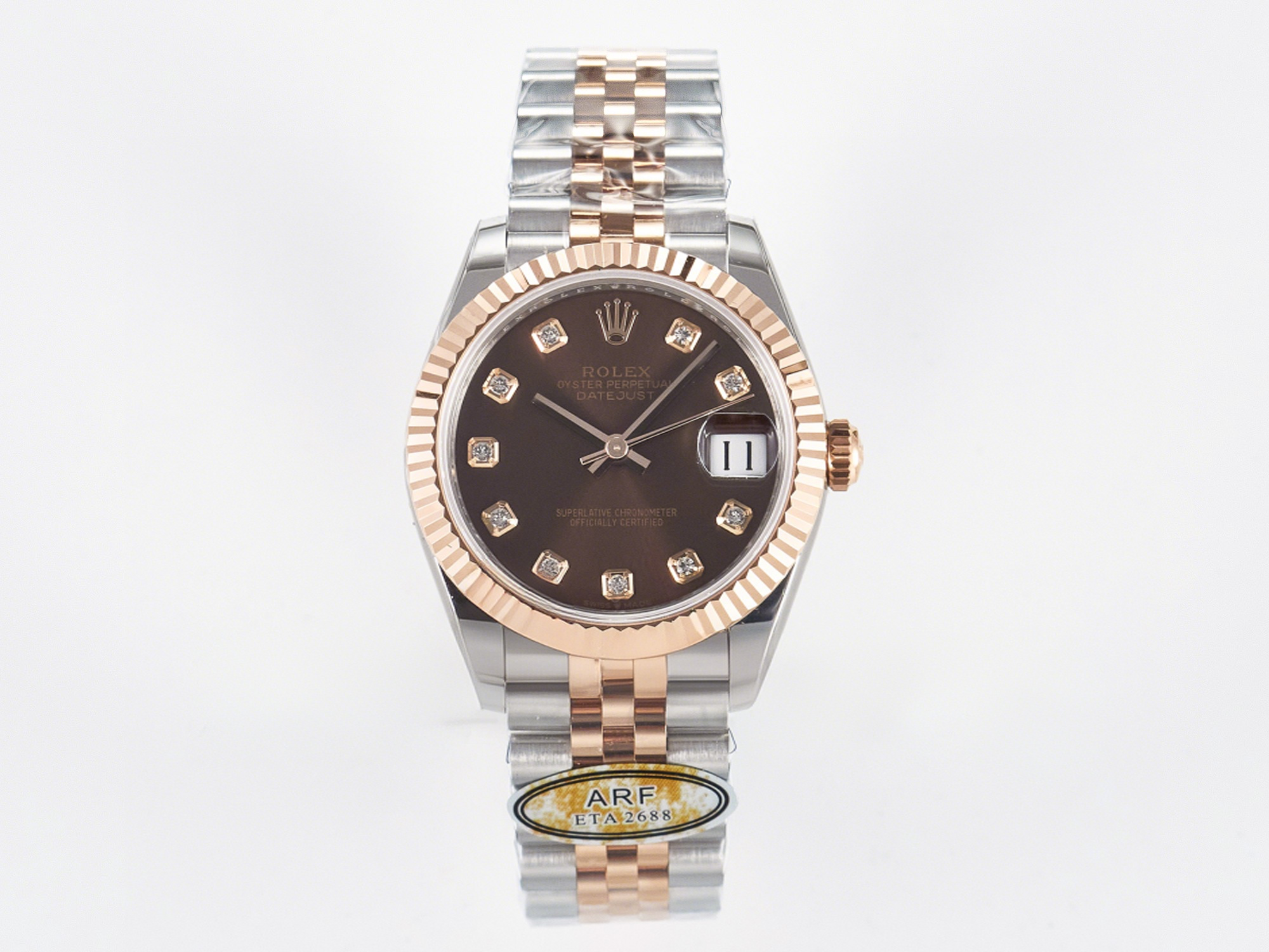 Rolex DateJust 31 278271 ARF 1:1 Best Edition 904L Steel Brown Diamonds Dial on SS/RG Jubilee Bracelet ETA 2688-fasswatch