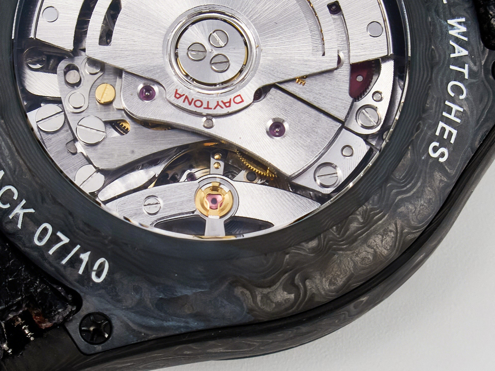 Rolex Daytona DIW “AVIA BLACK” Carbon DIWF 1:1 Best Edition Black/Red Dial on Black/Yellow Nylon Strap SH4130-fasswatch