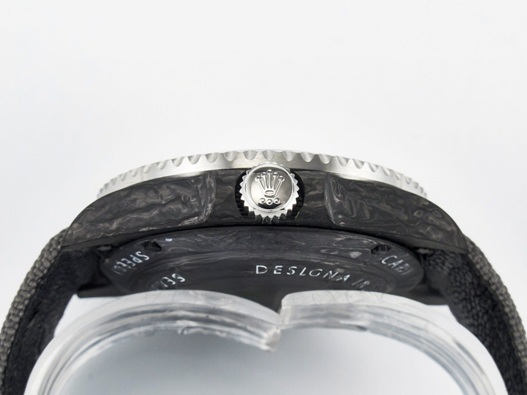 Rolex Sea Dweller 43mm Black Carbon DIWF Best Edition Gray Dial on Gray Nylon Strap A2824 V2-fasswatch