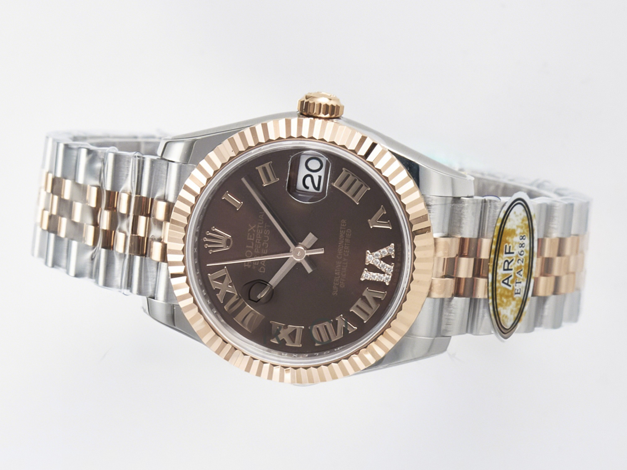 Rolex DateJust 31 278271 ARF 1:1 Best Edition 904L Steel Purple Roman Diamonds Dial on SS/RG Jubilee Bracelet ETA 2688-fasswatch