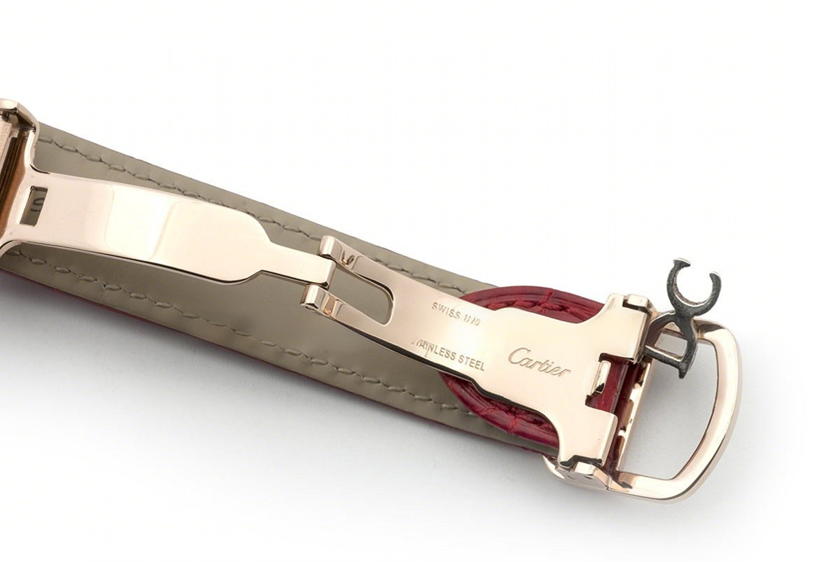 Cle de Cartier Tourbillon Rose Gold 35mm on Red Leather Strap-fasswatch