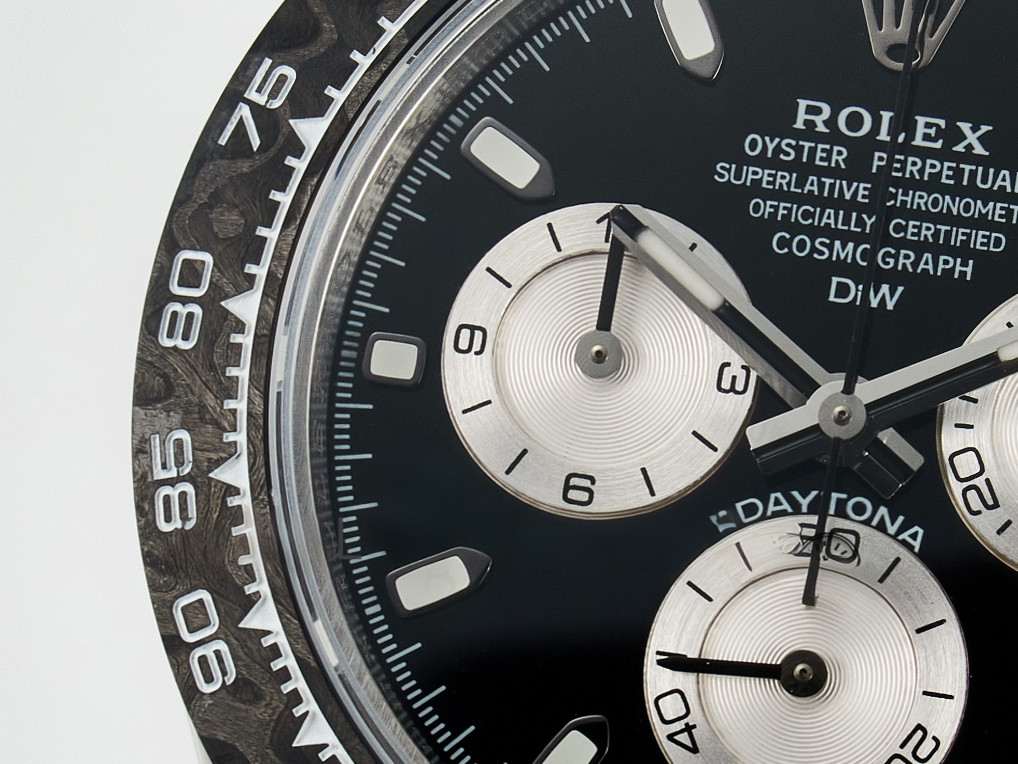 Rolex Daytona DIW White Carbon Case N6F Edition Black/White Dial on Black Nylon Strap A4130-fasswatch