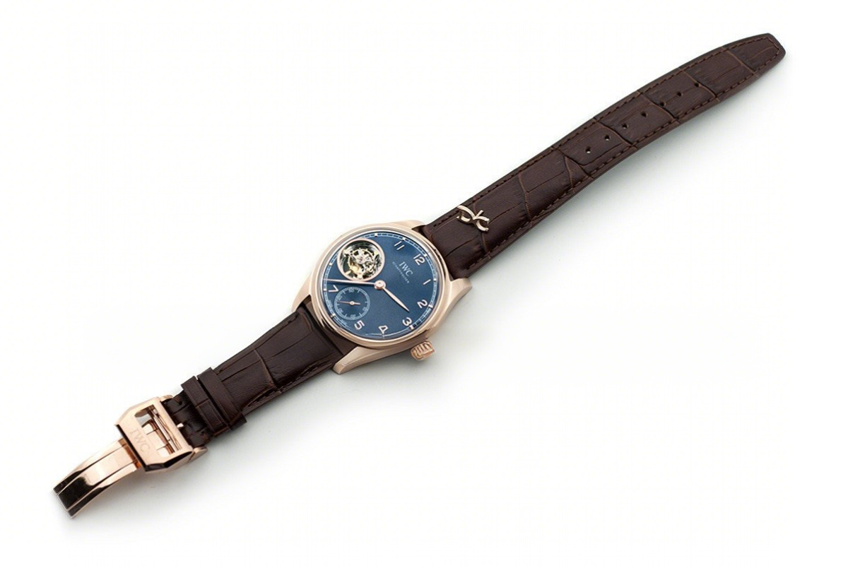 IWC Portuguese Tourbillon Hand Wound IW5463 Blue Dial in Rose Gold-fasswatch