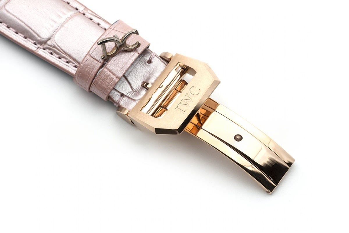 IWC Portugieser Chronograph Automatic White Dial in Rose Gold on Pink Leather Strap-fasswatch