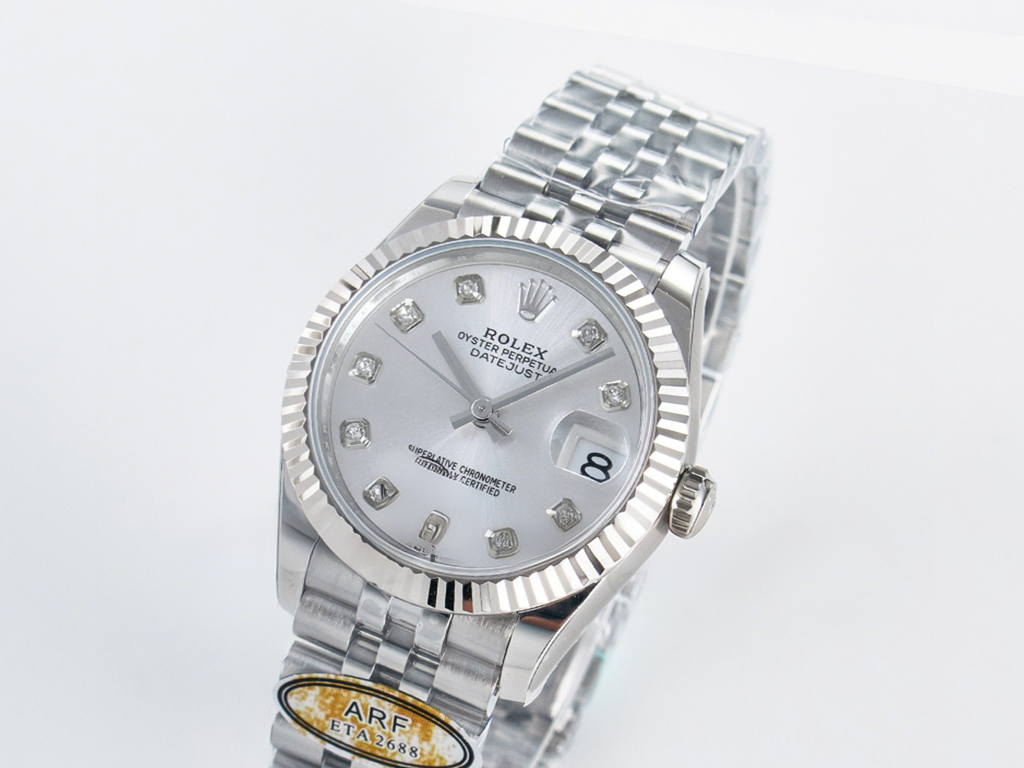 Rolex DateJust 31 278274 ARF 1:1 Best Edition 904L Steel Silver Diamonds Dial on SS Jubilee Bracelet ETA 2688-fasswatch