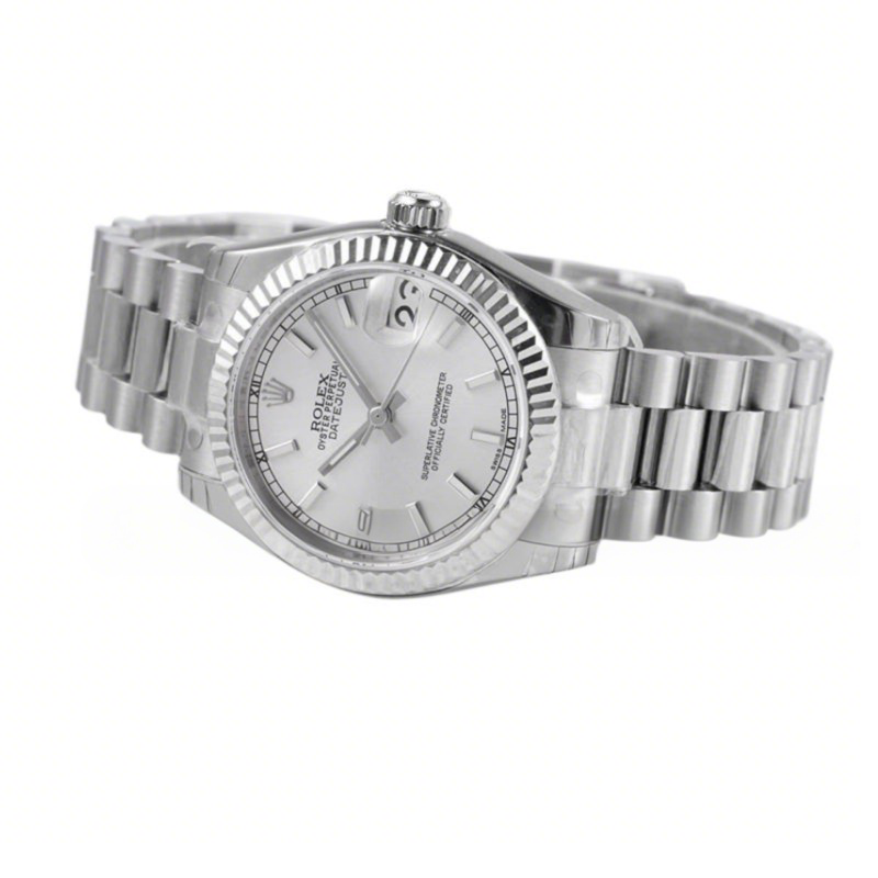 Rolex Datejust 31 Silver Dial Stick Markers in Steel on President Bracelet-fasswatch