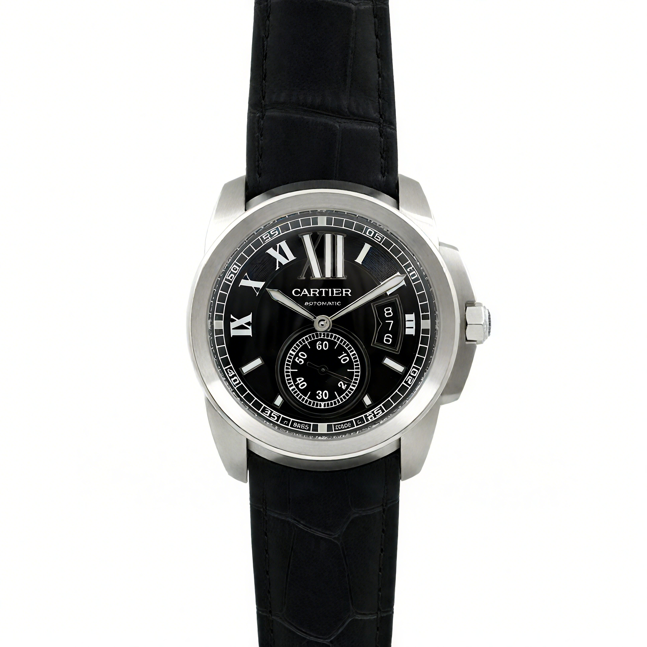 Calibre de Cartier Black Dial on Strap-fasswatch