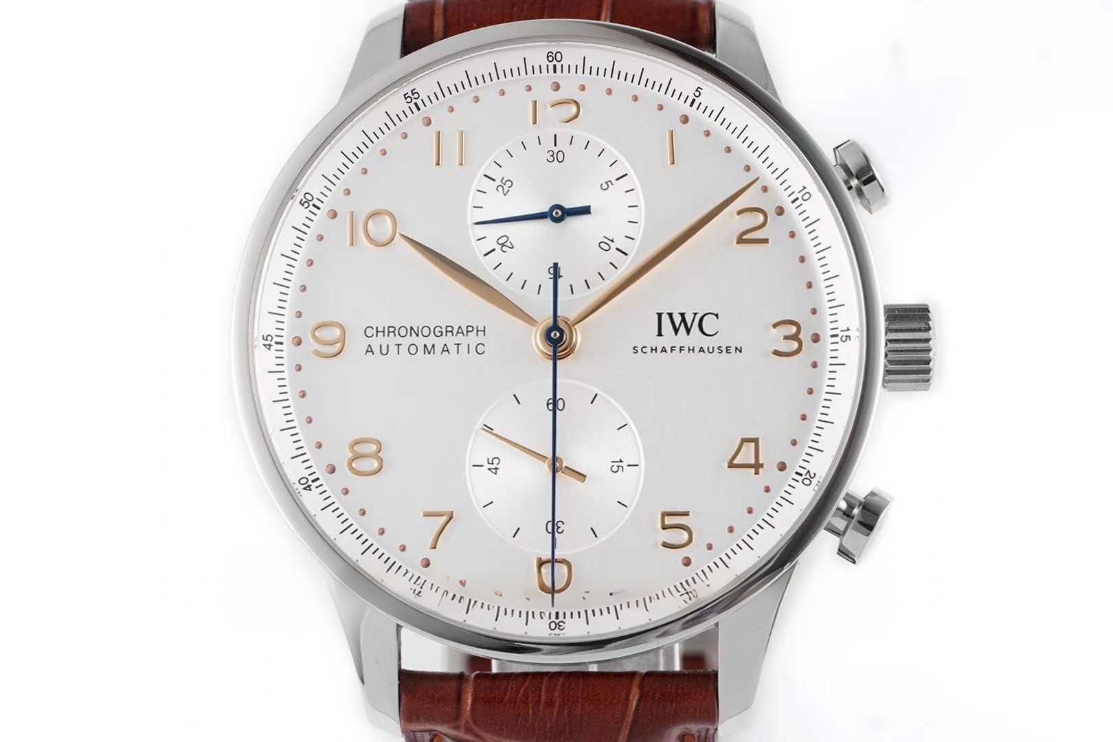 IWC Portugieser Chronograph IW371611 White Dial in Steel-fasswatch