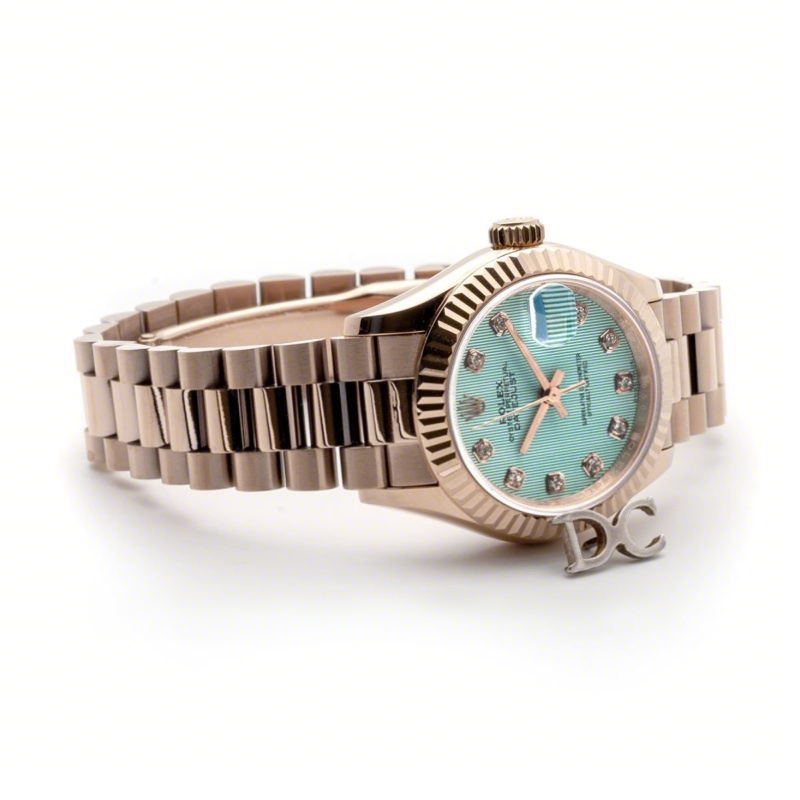 Rolex Ladies Datejust 279175 Tiffany Dial with Diamonds Markers in Rose Gold-fasswatch