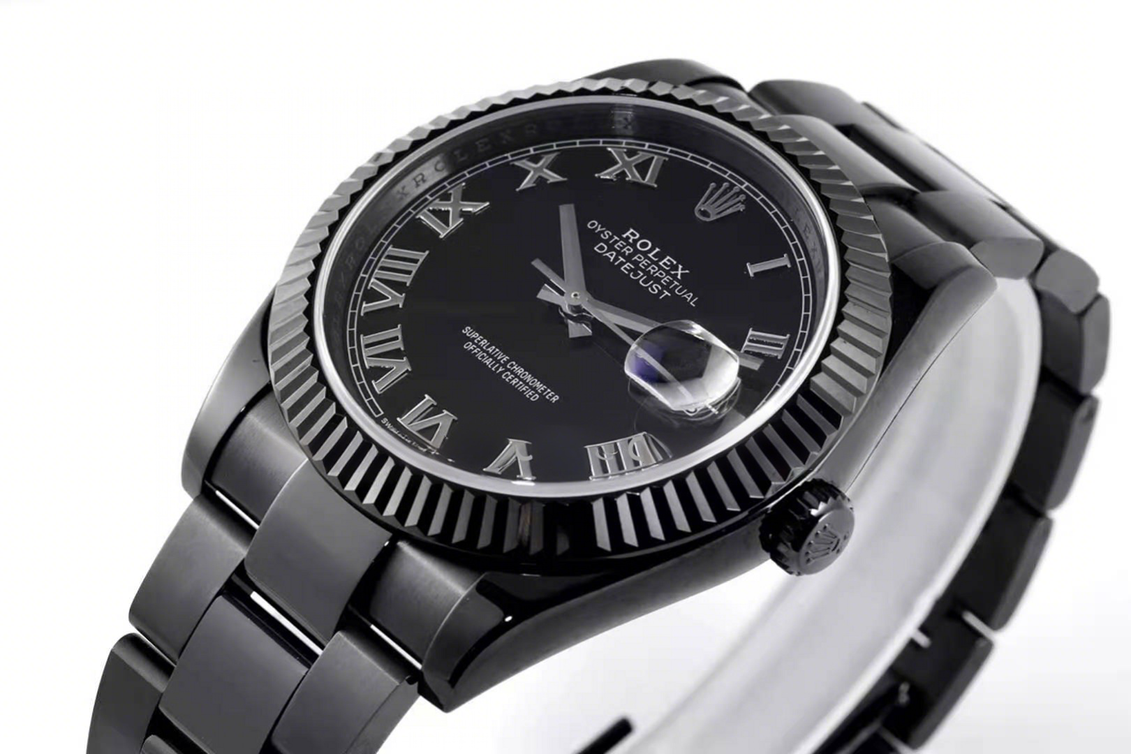 Rolex Datejust 41 Black Dial with Roman Markers in PVD Black-fasswatch
