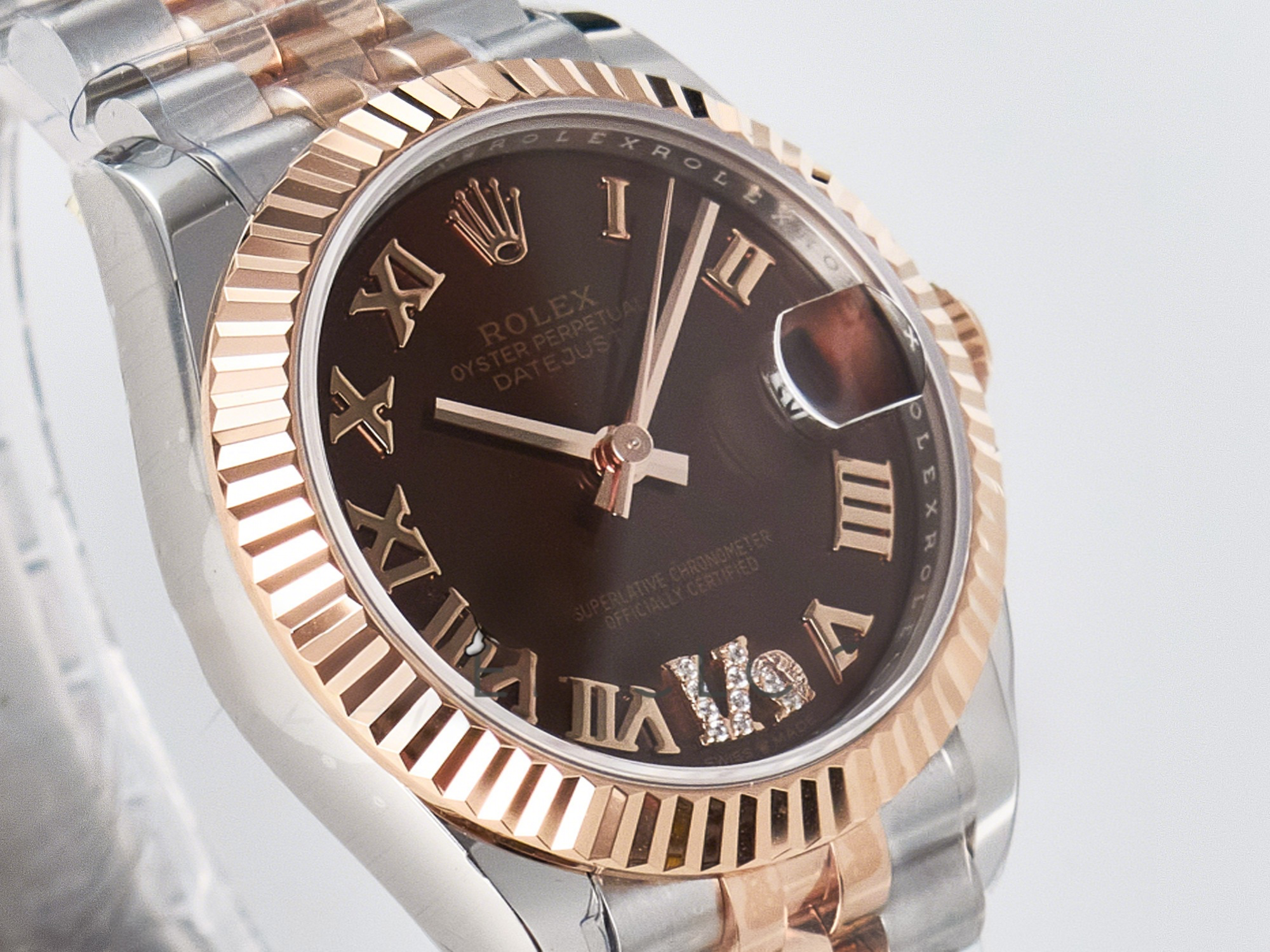 Rolex DateJust 31 278271 ARF 1:1 Best Edition 904L Steel Purple Roman Diamonds Dial on SS/RG Jubilee Bracelet ETA 2688-fasswatch