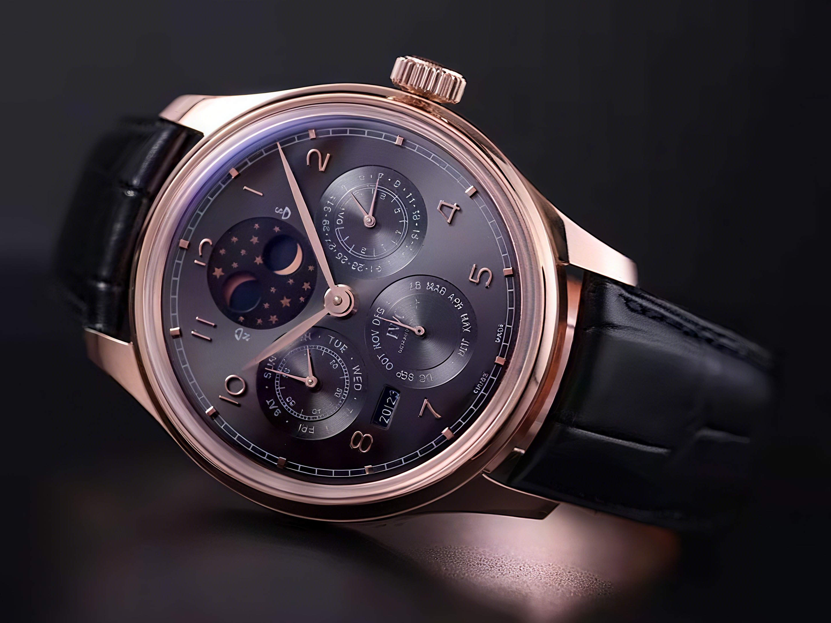 IWC Portugieser Perpetual Calendar IW503404 Black Dial in Rose Gold-fasswatch