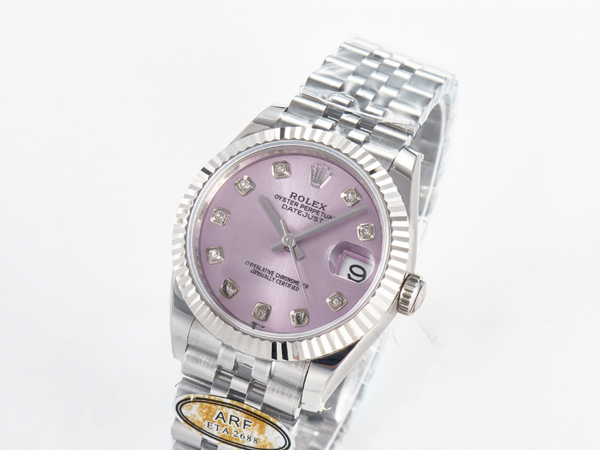 Rolex DateJust 31 278274 ARF 1:1 Best Edition 904L Steel Pink Diamonds Dial on SS Jubilee Bracelet ETA 2688-fasswatch