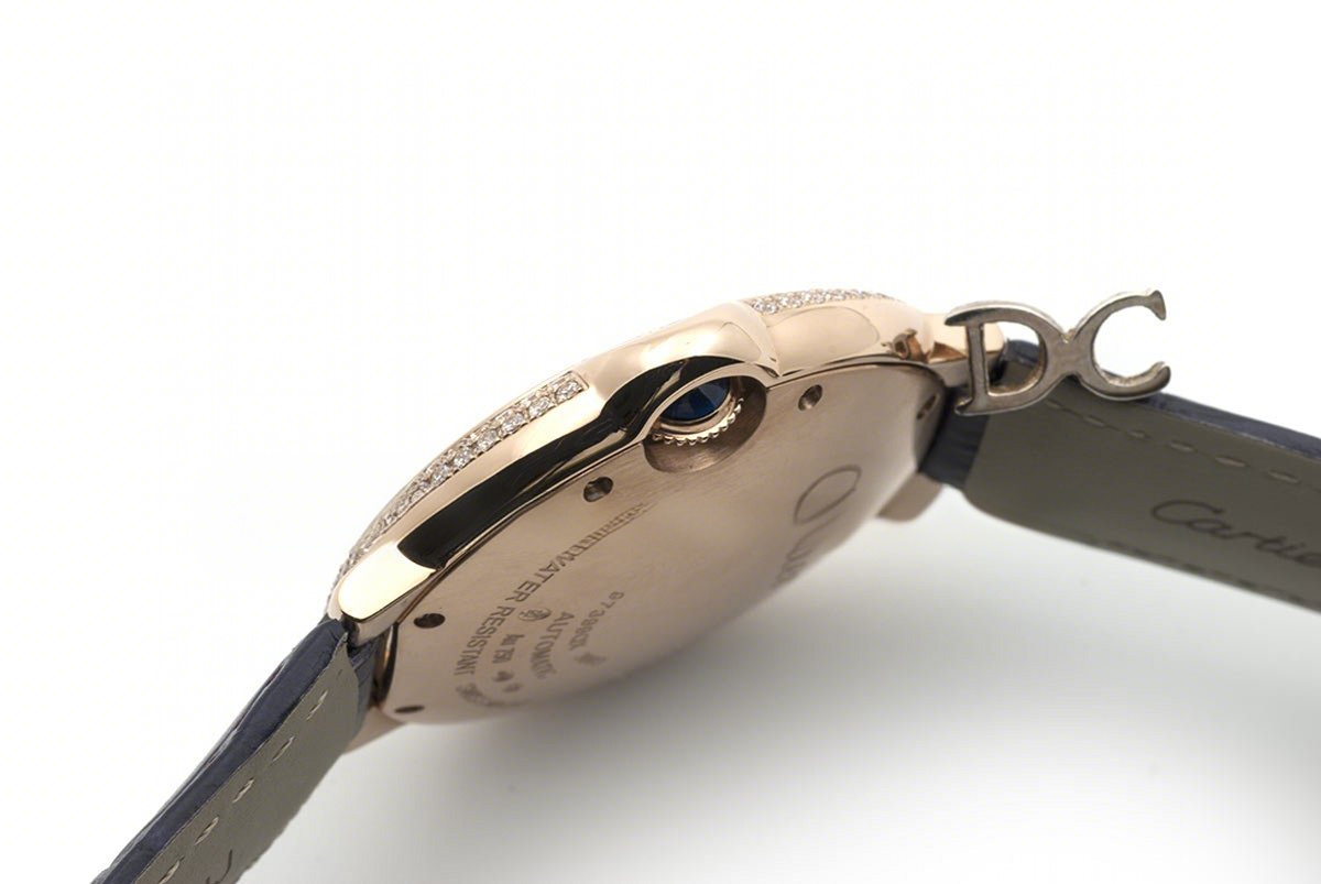 Ballon Bleu de Cartier 36mm White Dial in Rose Gold with Diamonds-fasswatch