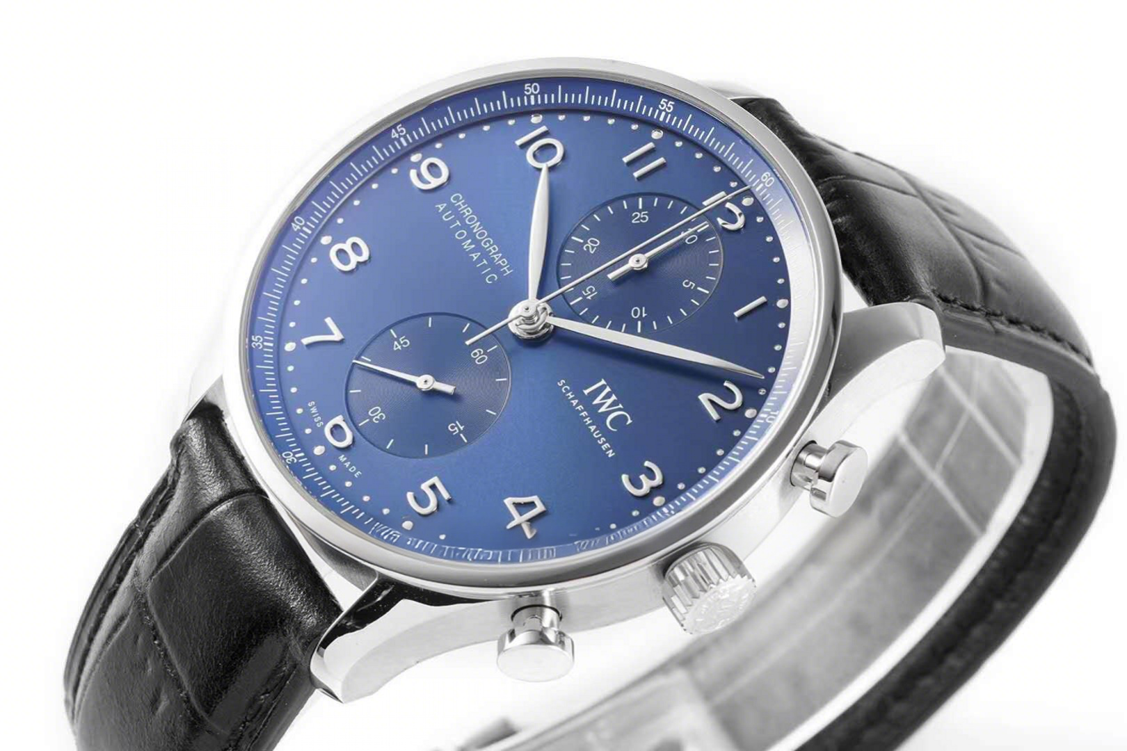 IWC Portugieser Chronograph IW371606 Blue Dial in Steel-fasswatch