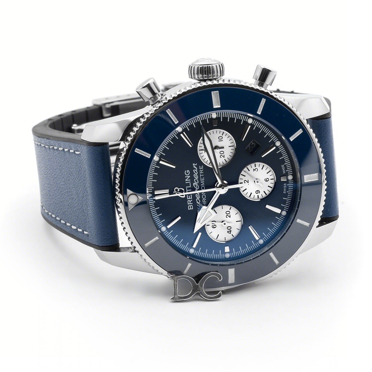 Breitling Superocean Heritage II B01 Chronograph in Blue Dial on Steel on Blue Leather Strap-fasswatch