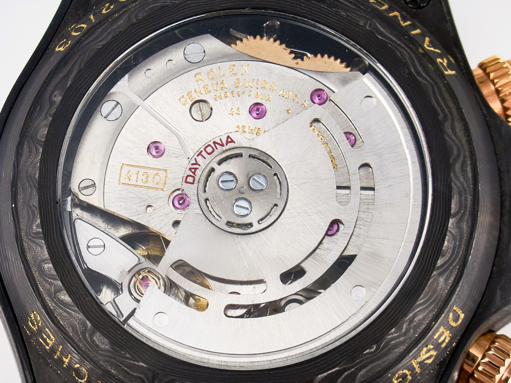 Rolex Daytona DIW Carbon Case DIWF Edition Black Dial Rainbow Diamonds Bezel on Brown Nylon Strap A7750-fasswatch