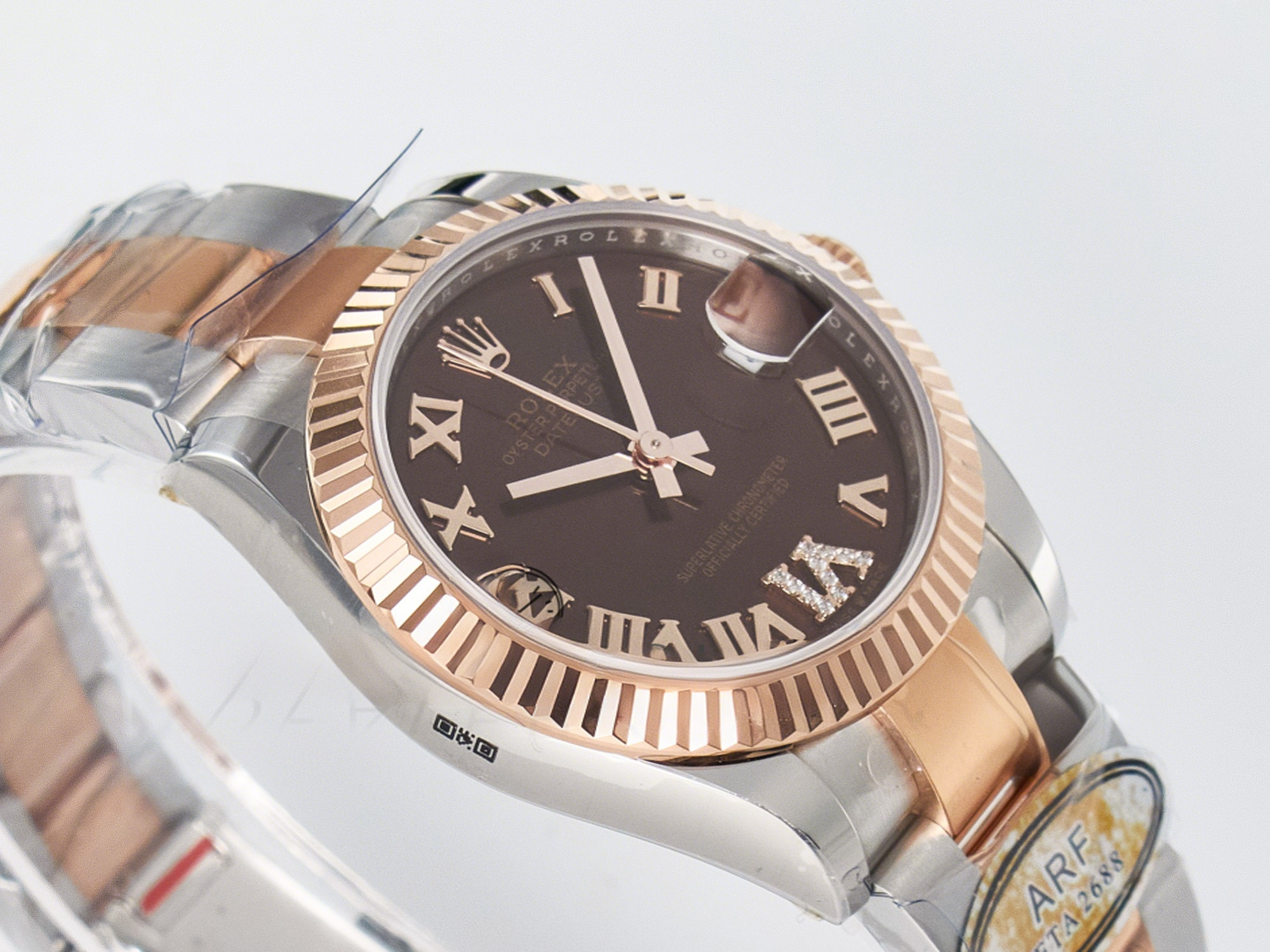 Rolex DateJust 31 278271 ARF 1:1 Best Edition 904L Steel Brown Roman Diamonds Dial on SS/RG Oyster Bracelet ETA 2688-fasswatch