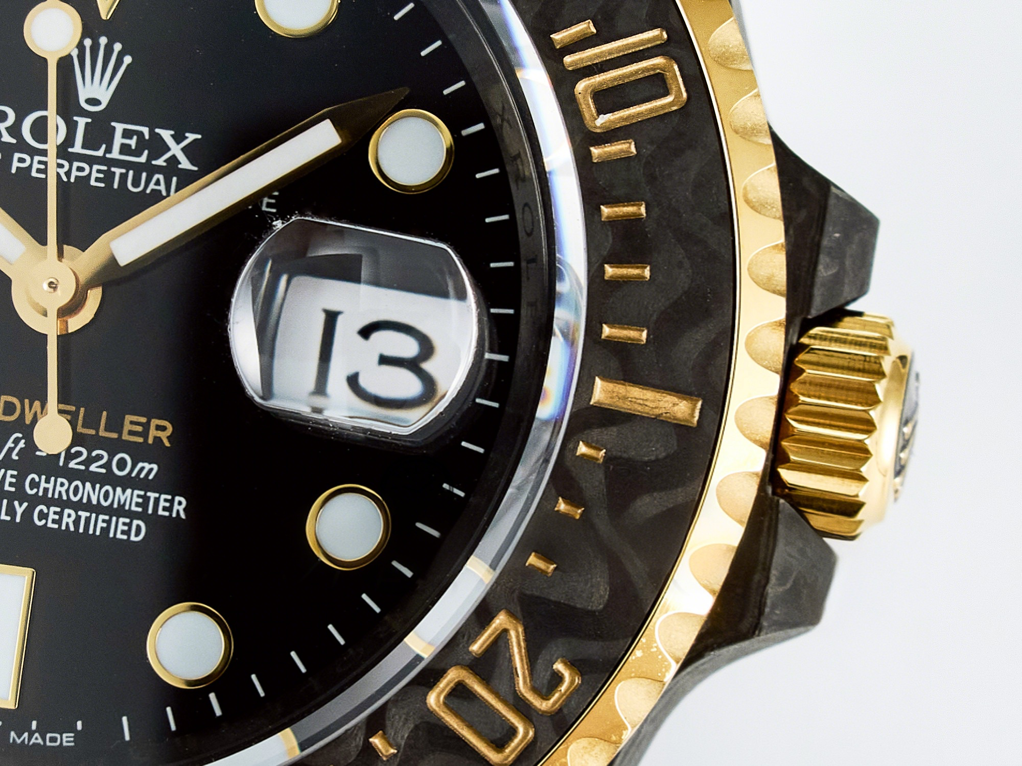 Rolex Sea Dweller 43mm Carbon DIWF Best Edition Black Dial YG Bezel on Black Nylon Strap A2824-fasswatch