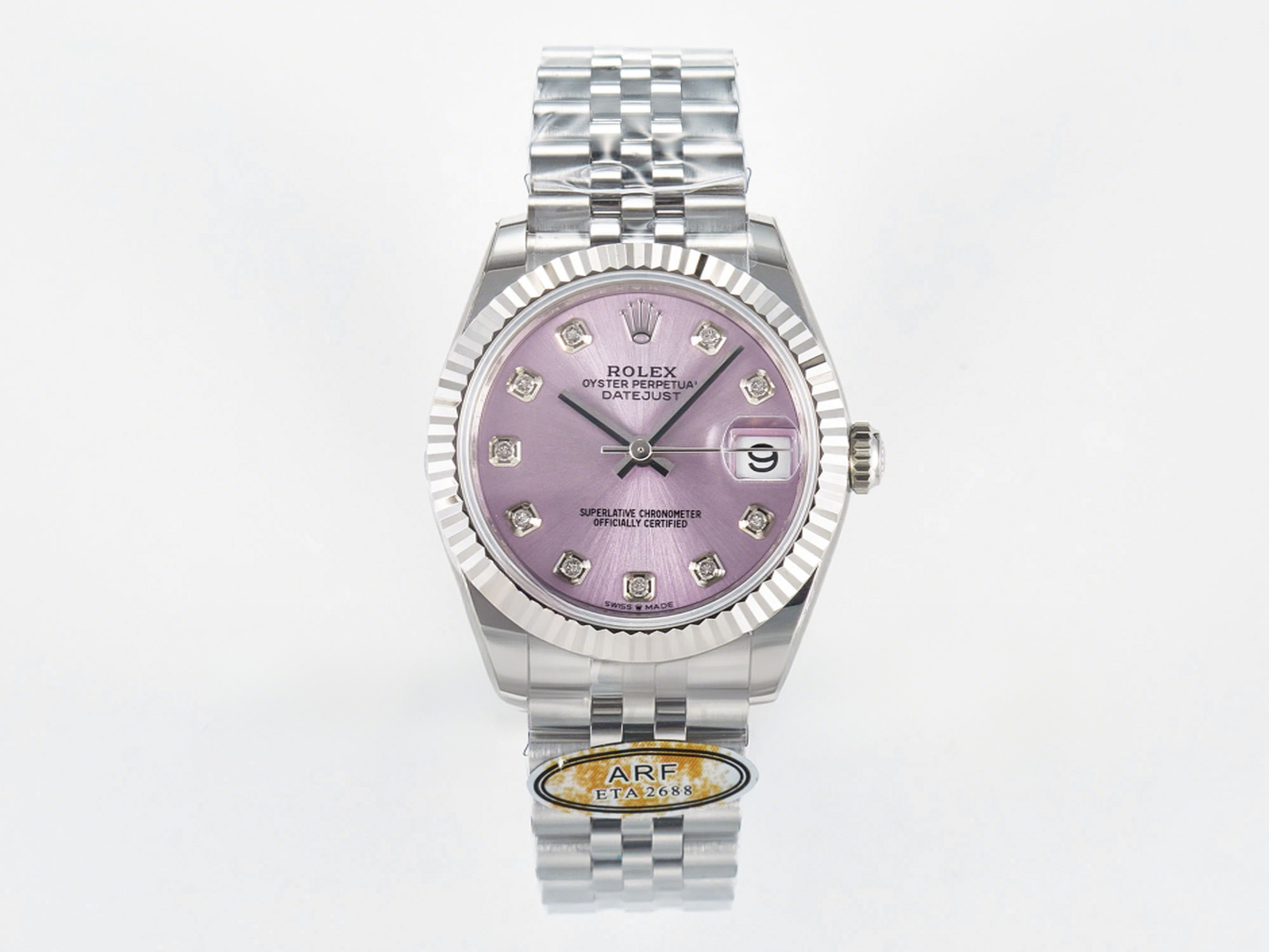 Rolex DateJust 31 278274 ARF 1:1 Best Edition 904L Steel Pink Diamonds Dial on SS Jubilee Bracelet ETA 2688-fasswatch