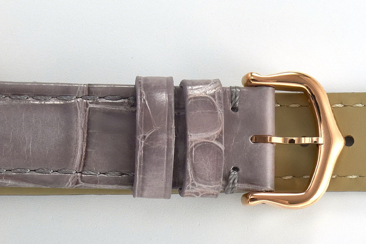 Cartier Ronde Must De Cartier 29mm White Dial in Rose Gold on Grey Leather Strap-fasswatch