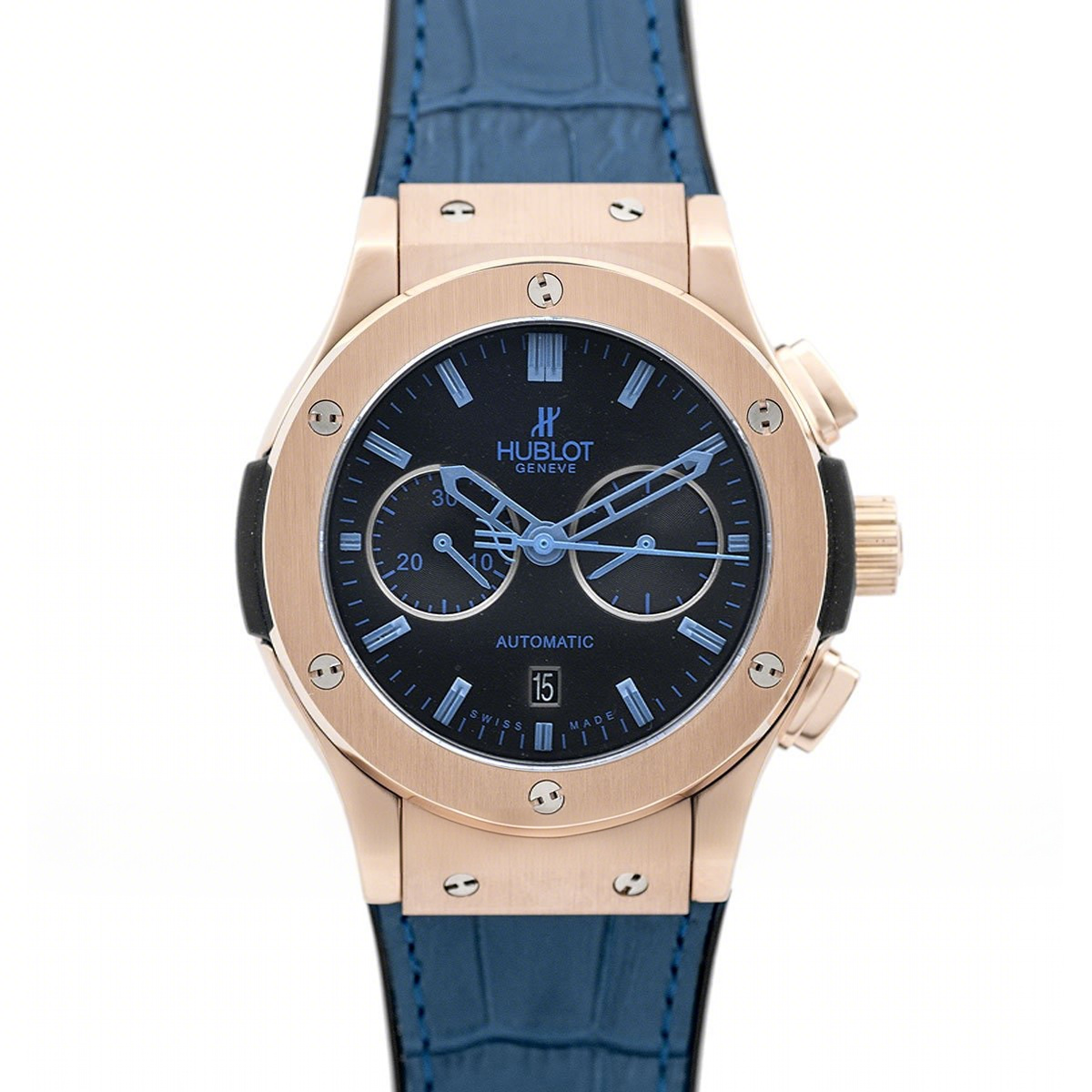 Hublot Classic Fusion Chronograph Blue Dial with Blue Marker in Rose Gold-fasswatch
