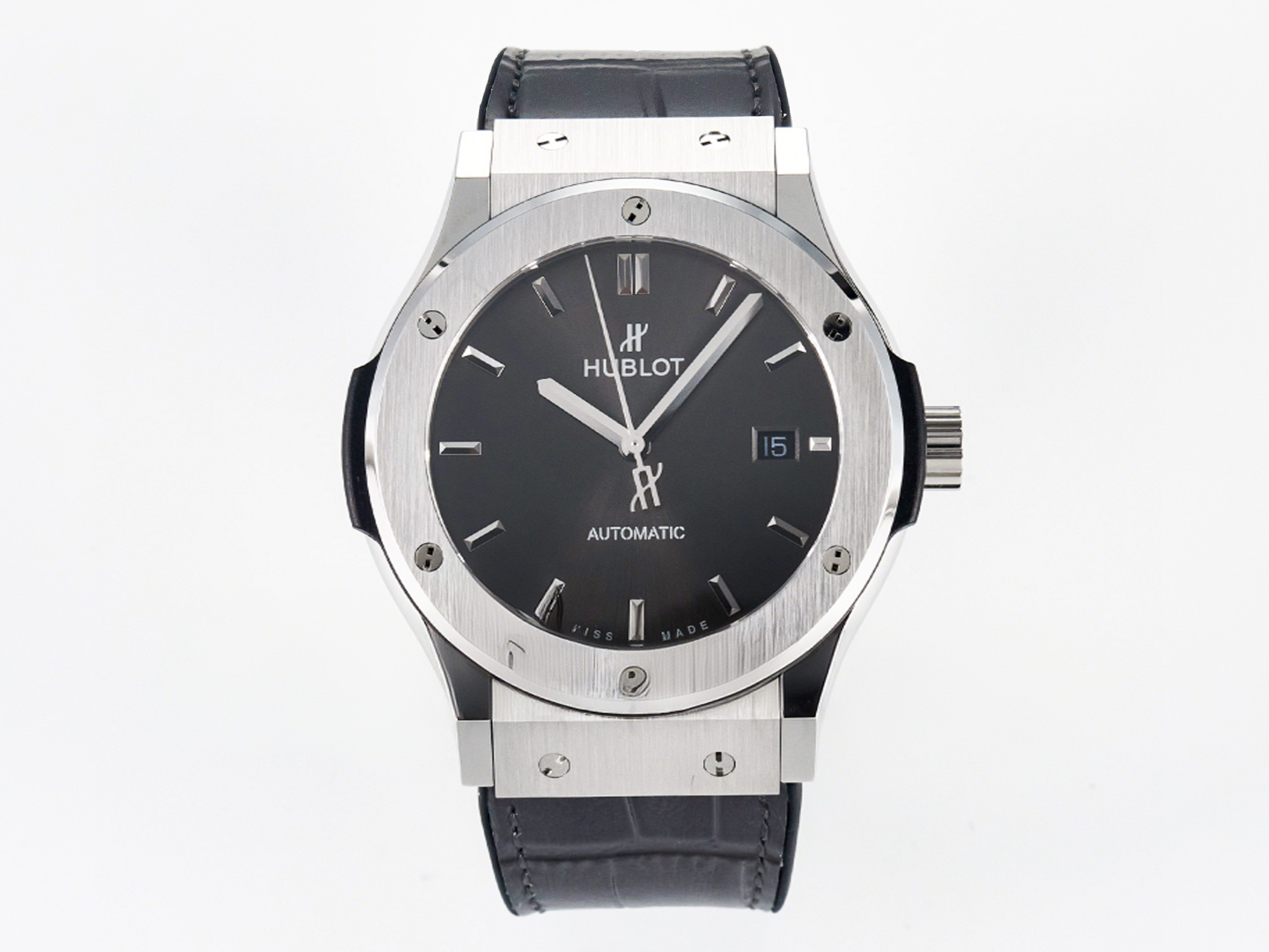 Hublot Classic Fusion Bang 42mm HBF 1:1 Best Edition Gray Dial on Gray Leather Strap A2892-fasswatch