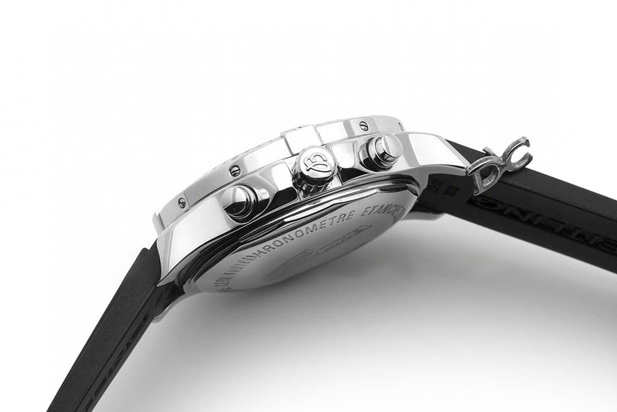 Breitling Colt Chronograph 44mm White Dial in Steel on Black Rubber Strap-fasswatch